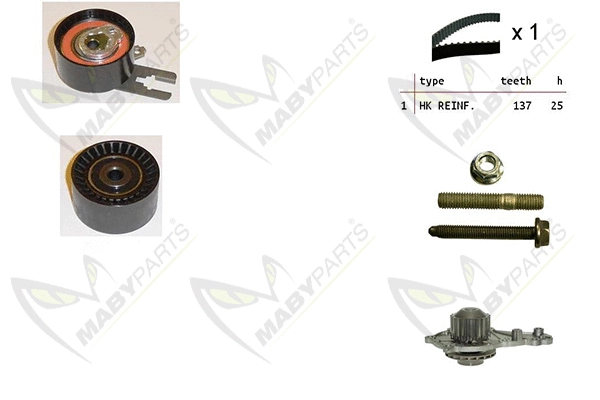 Pompe à eau + kit de courroie crantée MABYPARTS OBKWP0058