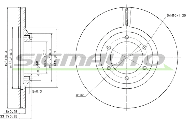 Disque de frein SIGMAUTO DBA356V