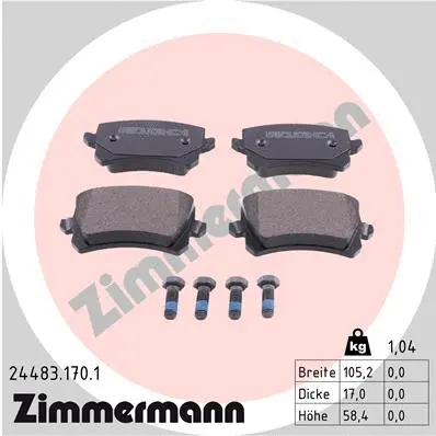 Kit de plaquettes de frein, frein à disque ZIMMERMANN 24483.170.1