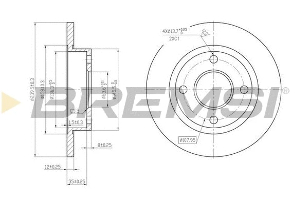 Disque de frein BREMSI CD6845S