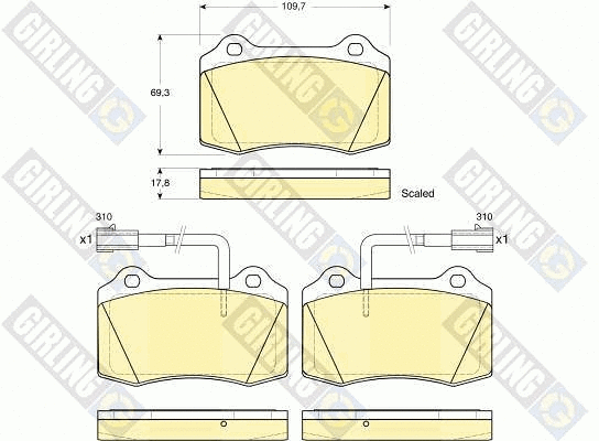 Kit de plaquettes de frein, frein à disque GIRLING 6115199