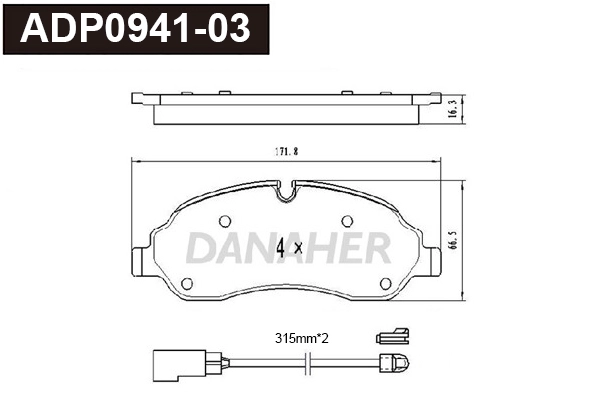 Kit de plaquettes de frein, frein à disque DANAHER ADP0941-03
