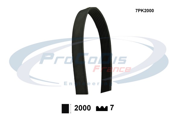 Courroie trapézoïdale à nervures PROCODIS FRANCE 7PK2000