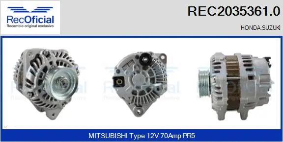 Alternateur RECOFICIAL REC2035361.0