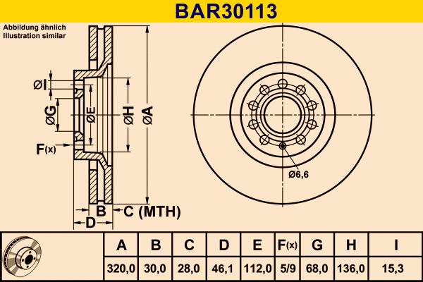 Disque de frein BARUM BAR30113