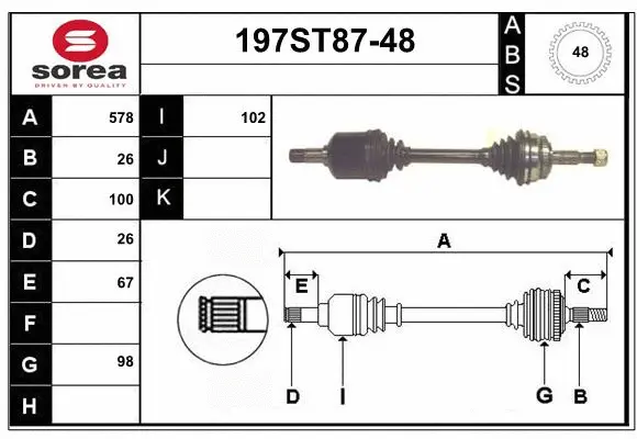 Arbre de transmission STARTCAR 197ST87-48