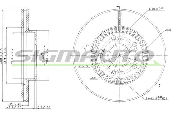 Disque de frein SIGMAUTO DBB496V