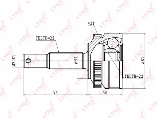 Jeu de joints, arbre de transmission LYNXAUTO CO-5928A