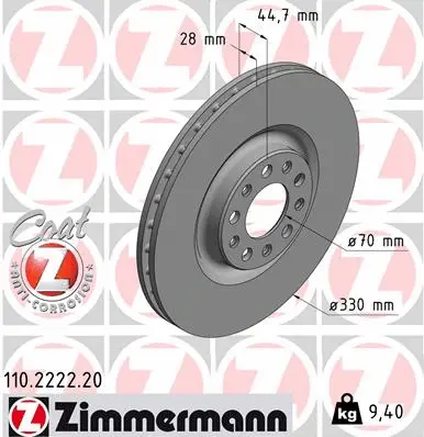 Disque de frein ZIMMERMANN 110.2222.20
