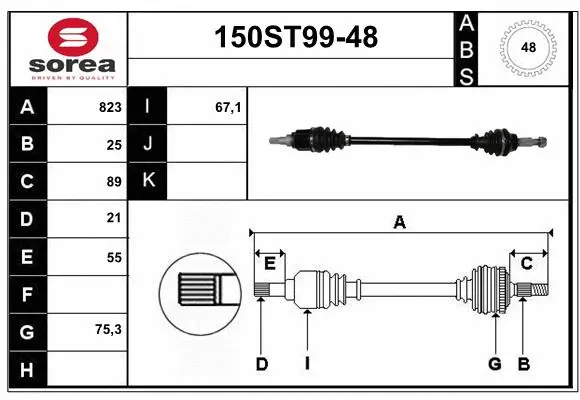 Arbre de transmission STARTCAR 150ST99-48