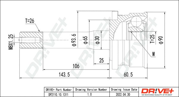 Jeu de joints, arbre de transmission Dr!ve+ DP2110.10.1311