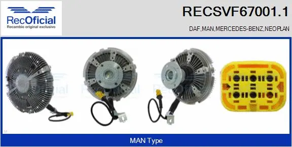 Embrayage, ventilateur de radiateur RECOFICIAL RECSVF67001.1