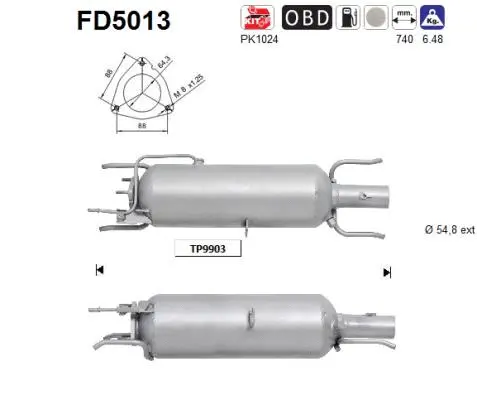 Filtre à particules / à suie, échappement AS FD5013