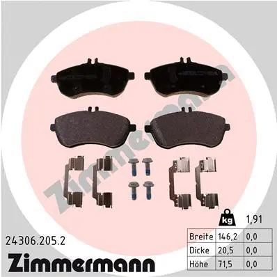Kit de plaquettes de frein, frein à disque ZIMMERMANN 24306.205.2