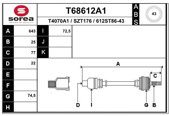 Arbre de transmission EAI T68612A1