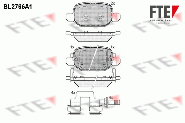 Kit de plaquettes de frein, frein à disque FTE 9010973