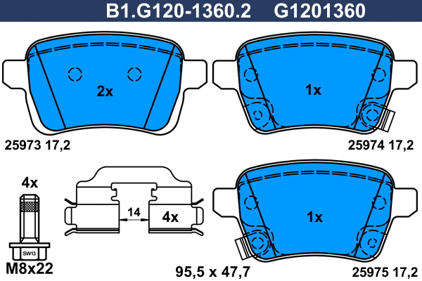 Kit de plaquettes de frein, frein à disque GALFER B1.G120-1360.2