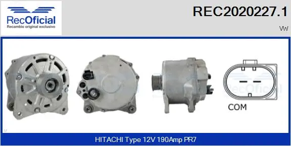 Alternateur RECOFICIAL REC2020227.1