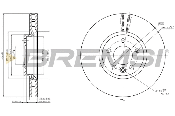 Disque de frein BREMSI CD8182V