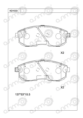 Kit de plaquettes de frein, frein à disque ASIMCO KD1033