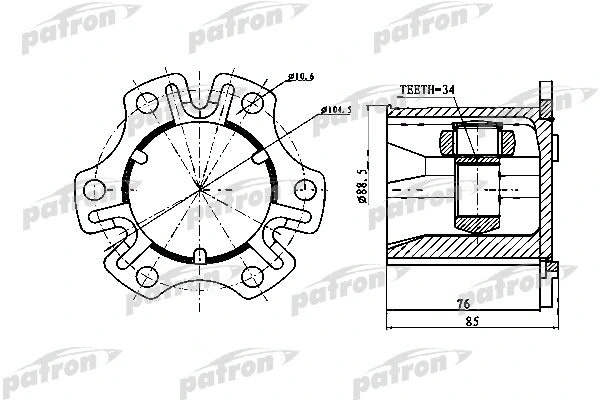 Jeu de joints, arbre de transmission PATRON PCV1770