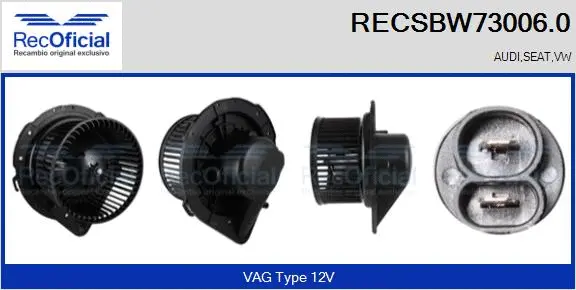 Pulseur d'air habitacle RECOFICIAL RECSBW73006.0