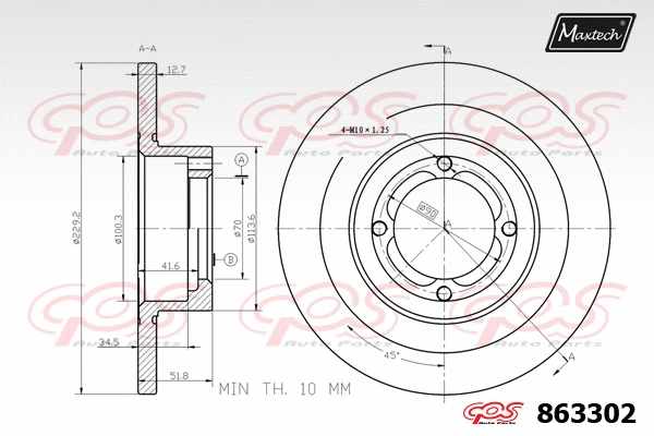 Disque de frein MAXTECH 863302