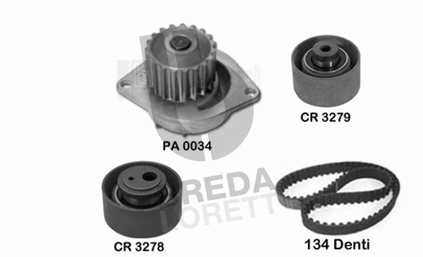 Pompe à eau + kit de courroie crantée BREDA LORETT KPA0348A