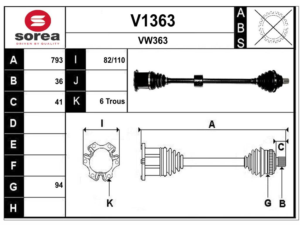 Arbre de transmission SNRA V1363