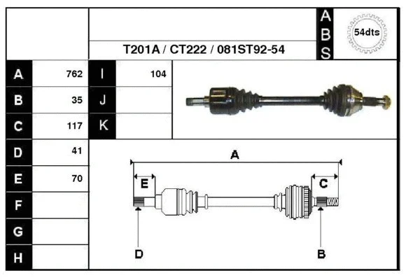 Arbre de transmission Technika 18081A