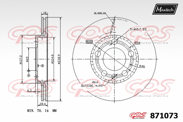 Disque de frein MAXTECH 871073
