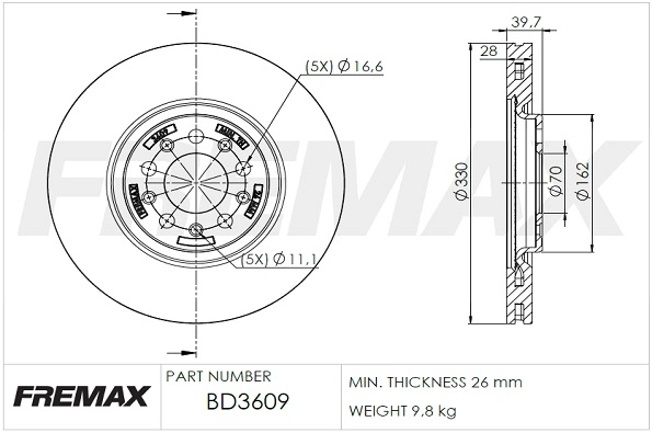 Disque de frein FREMAX BD-3609
