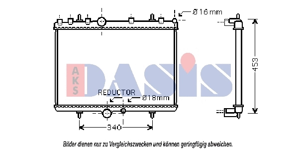 Radiateur, refroidissement du moteur AKS DASIS 160111N