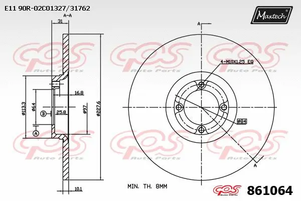 Disque de frein MAXTECH 861064