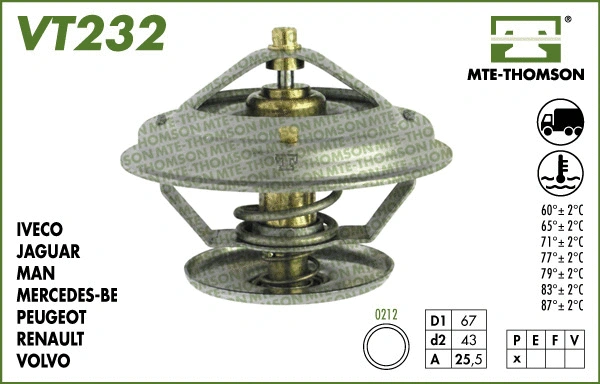 Thermostat, liquide de refroidissement MTE-THOMSON VT232.87