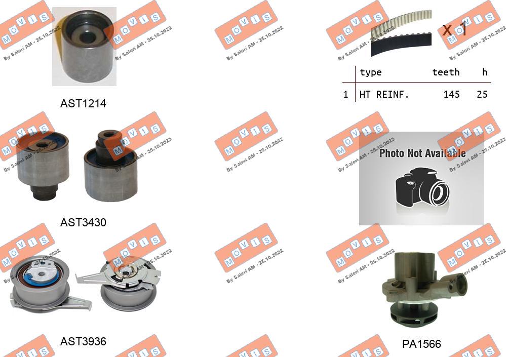 Pompe à eau + kit de courroie crantée MOVIS ASTK1290PA