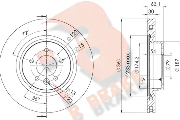 Disque de frein R BRAKE 78RBD27364