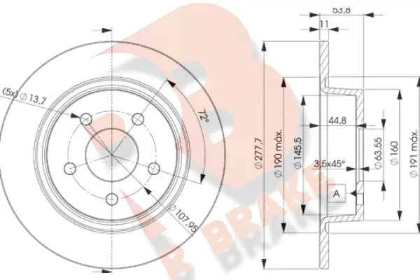 Disque de frein R BRAKE 78RBD27989