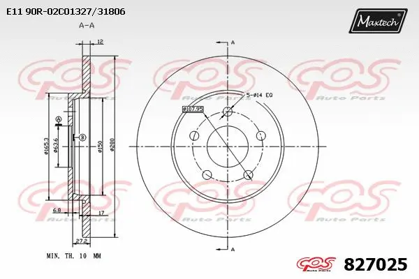 Disque de frein MAXTECH 827025