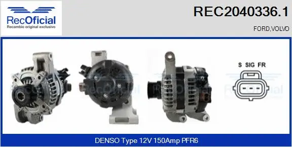 Alternateur RECOFICIAL REC2040336.1