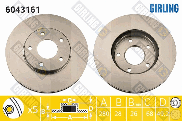 Disque de frein GIRLING 6043161