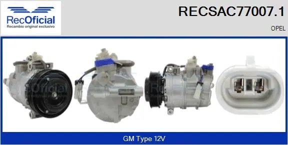 Compresseur, climatisation RECOFICIAL RECSAC77007.1
