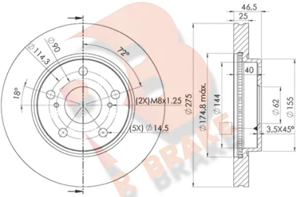Disque de frein R BRAKE 78RBD22881