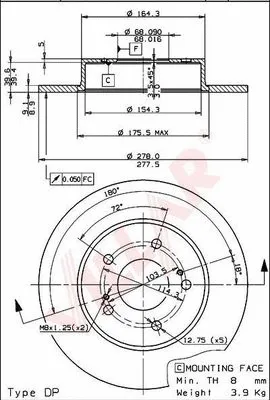 Disque de frein VILLAR 628.2132