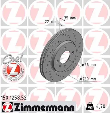 Disque de frein ZIMMERMANN 150.1258.52