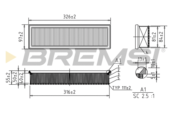 Filtre à air BREMSI FA1051
