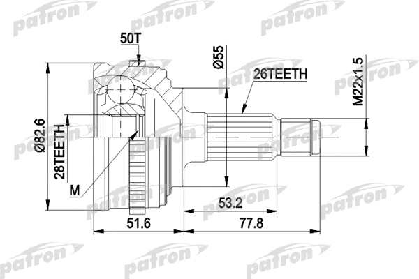 Jeu de joints, arbre de transmission PATRON PCV1301