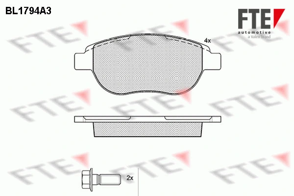 Kit de plaquettes de frein, frein à disque FTE 9010364
