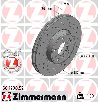Disque de frein ZIMMERMANN 150.1298.52