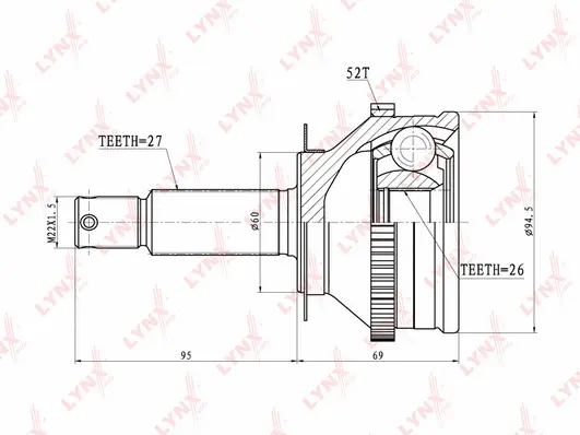 Jeu de joints, arbre de transmission LYNXAUTO CO-3624A